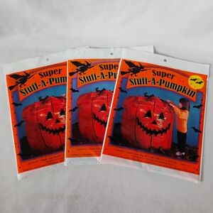 Vintage 2004 Set of 3 Super Stuff A Pumpkin Leaf Bags Outdoor Halloween Decor